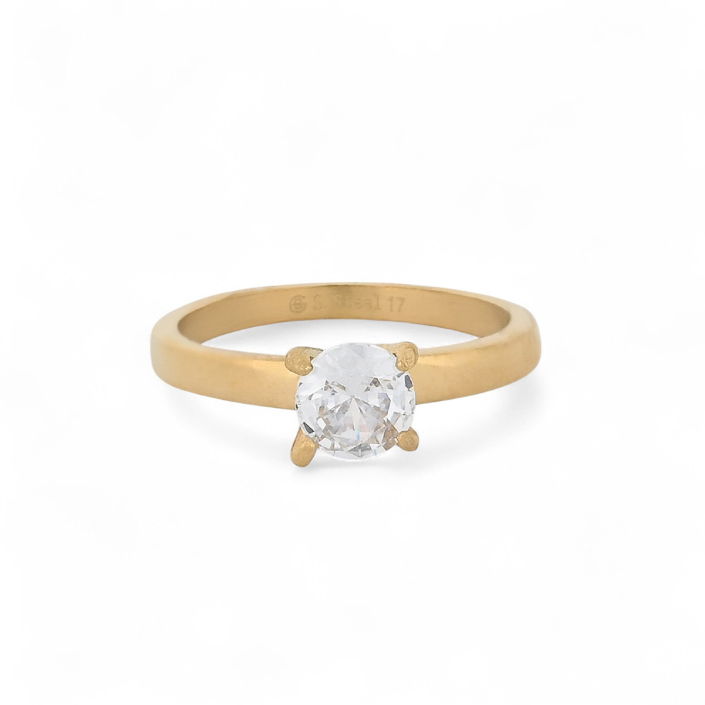 Bague acier solitaire petit GB