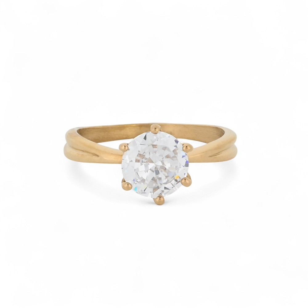 Bague acier solitaire brillant GB