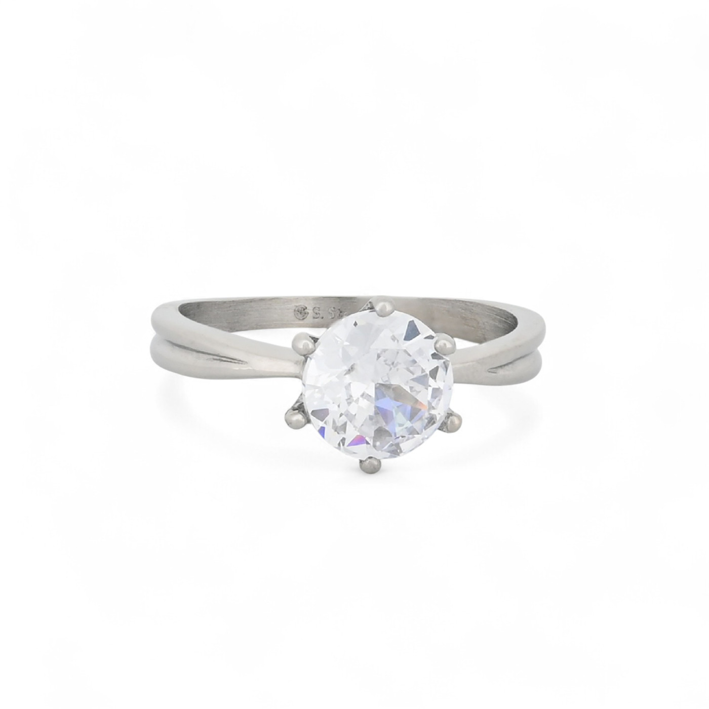 Bague acier solitaire brillant GB