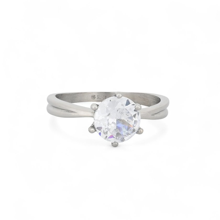 Steel ring solitaire brilliant GB
