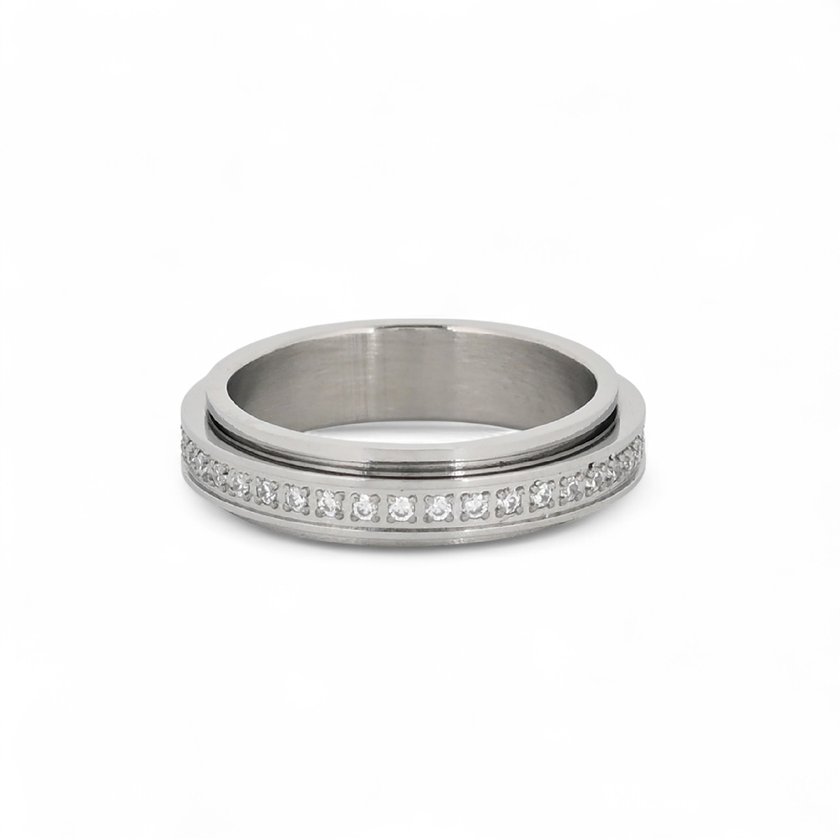 Steel ring with brilliants GB