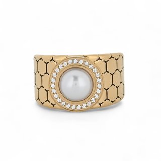 Steel ring with pearl GB