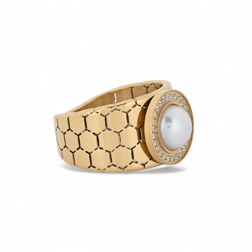 Anello acciaio con perla GB