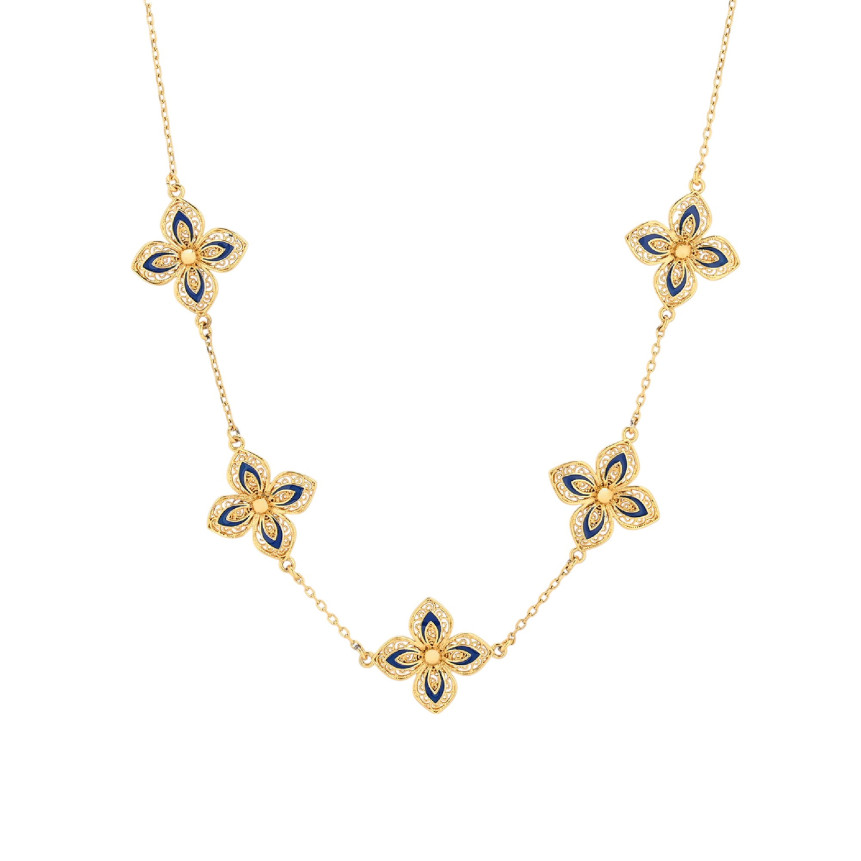 Collier Encantos fleur bleue