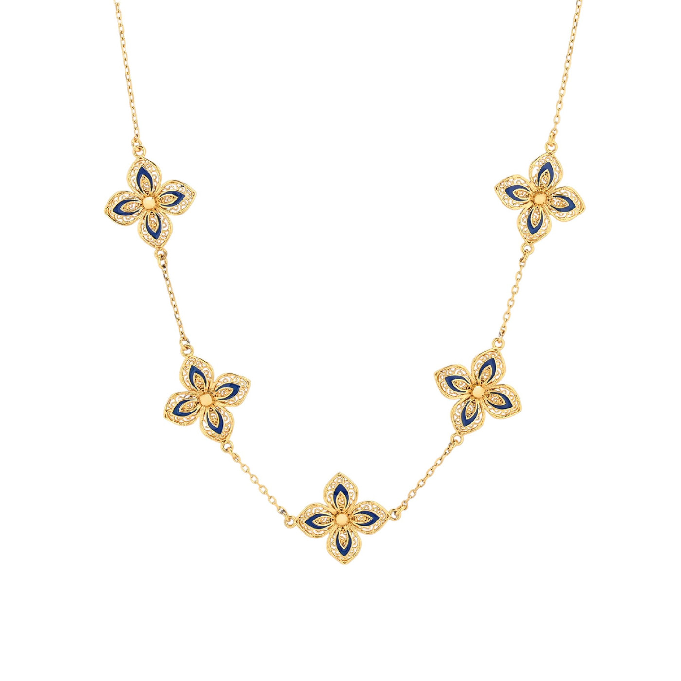 Collier Encantos fleur bleue