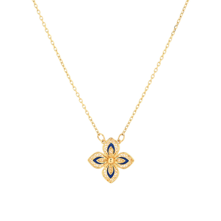 Collier Encantos fleur bleue
