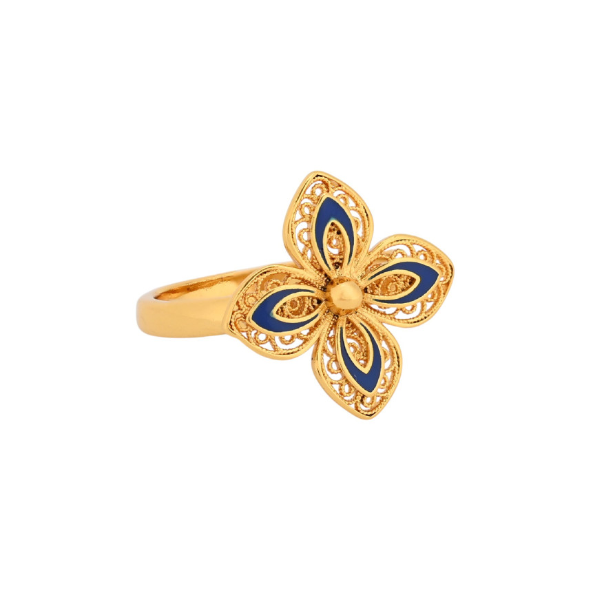 Bague Encantos fleur bleue
