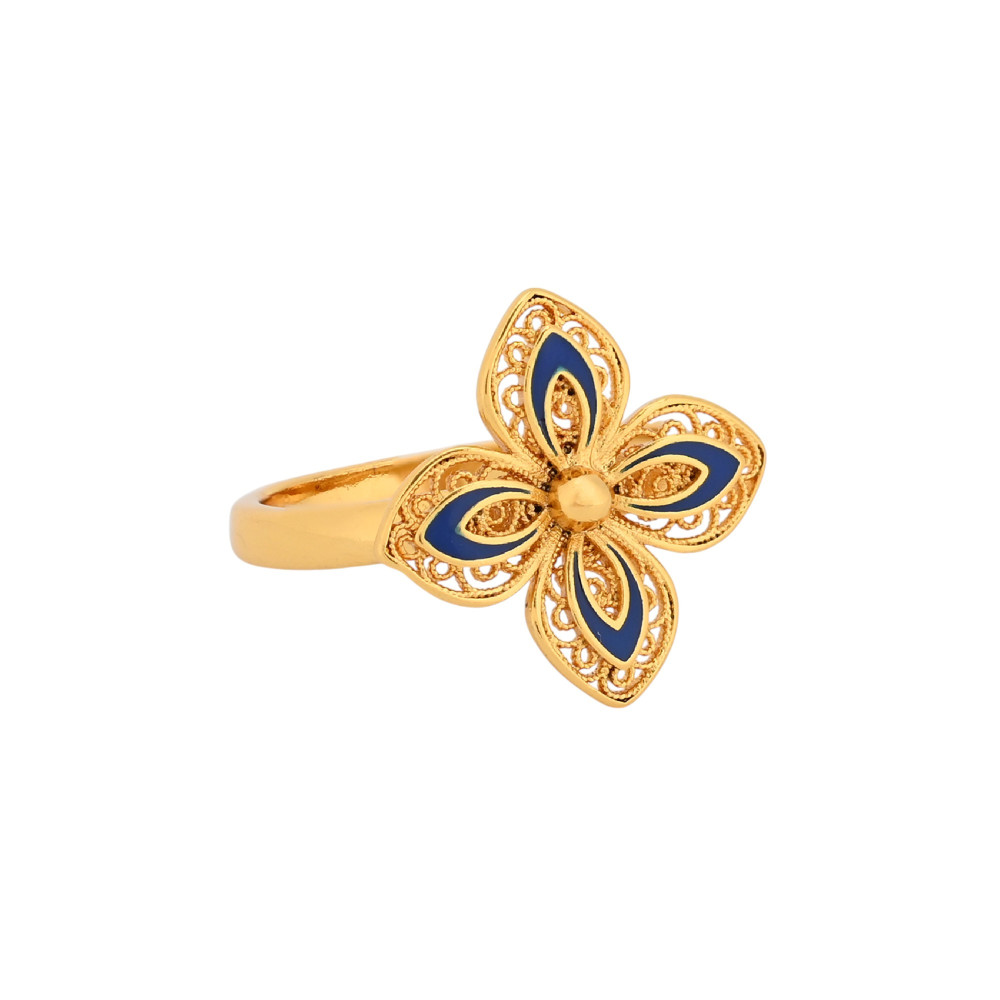 Bague Encantos fleur bleue
