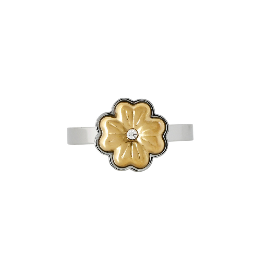 Anillo en acero con trébol brillante GB