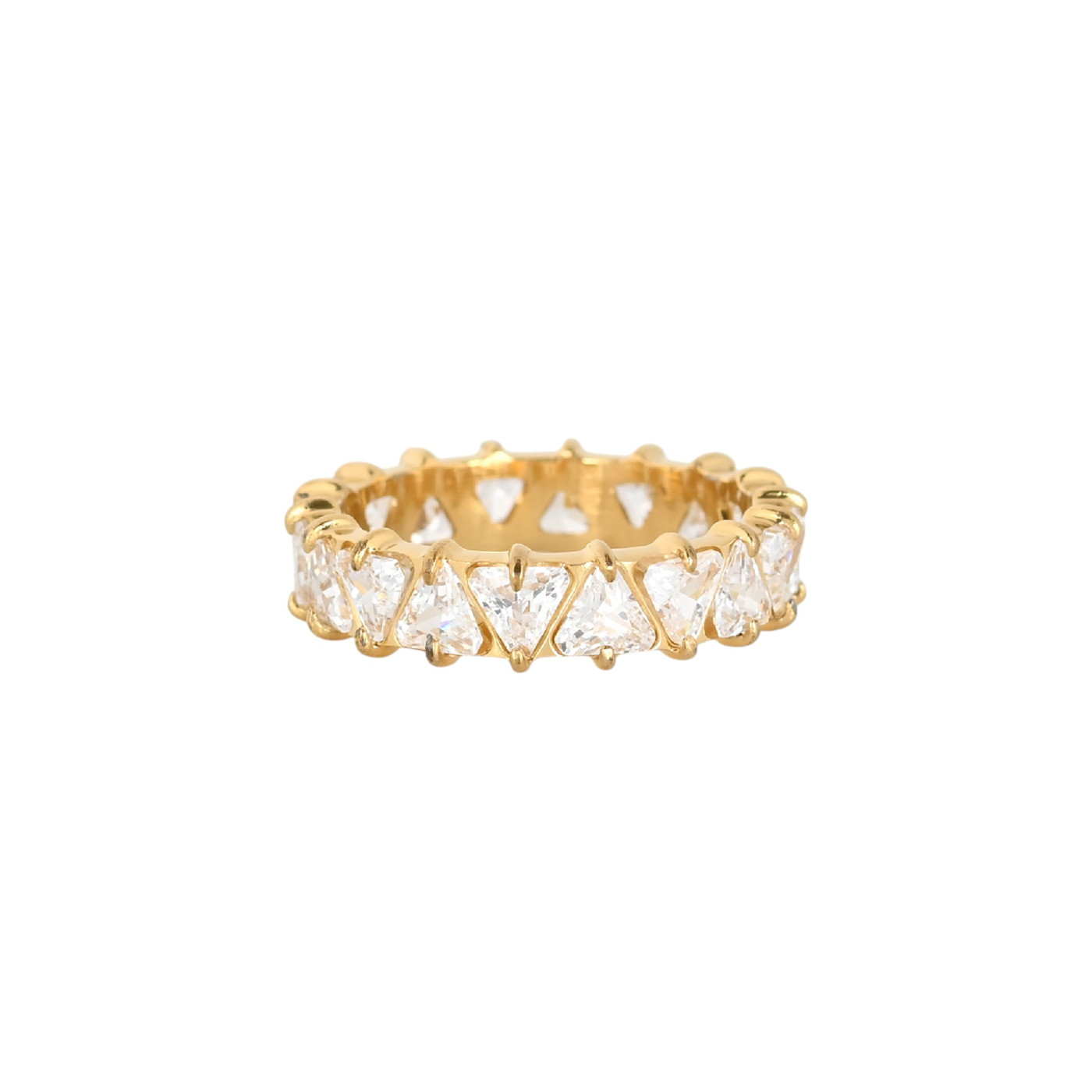 Steel ring with triangular zirconia GB