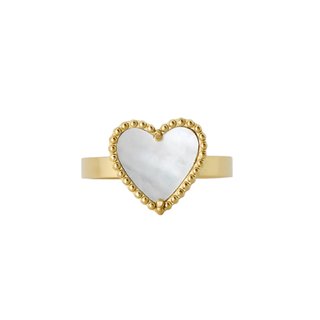 Steel ring heart texture and motherpearl GB