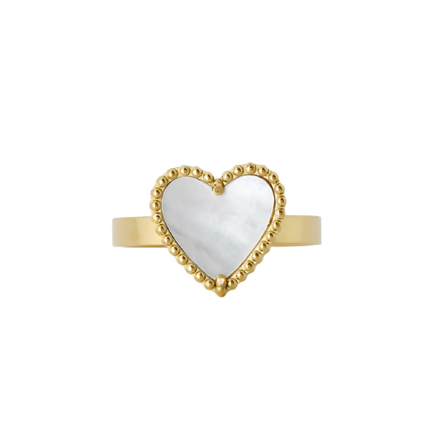 Steel ring heart texture and motherpearl GB