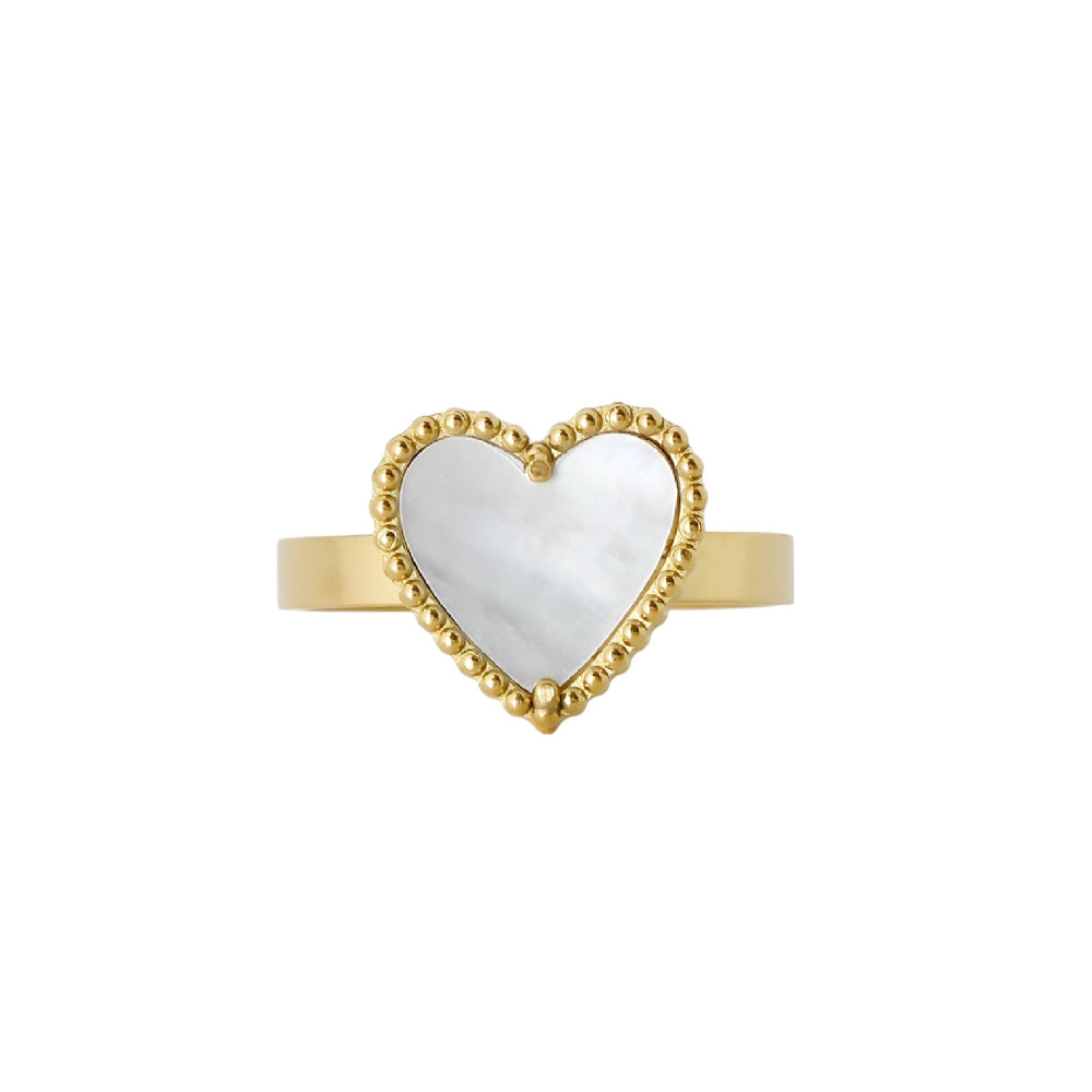 Steel ring heart texture and motherpearl GB