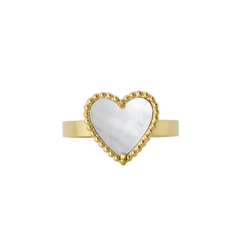Steel ring heart texture and motherpearl GB