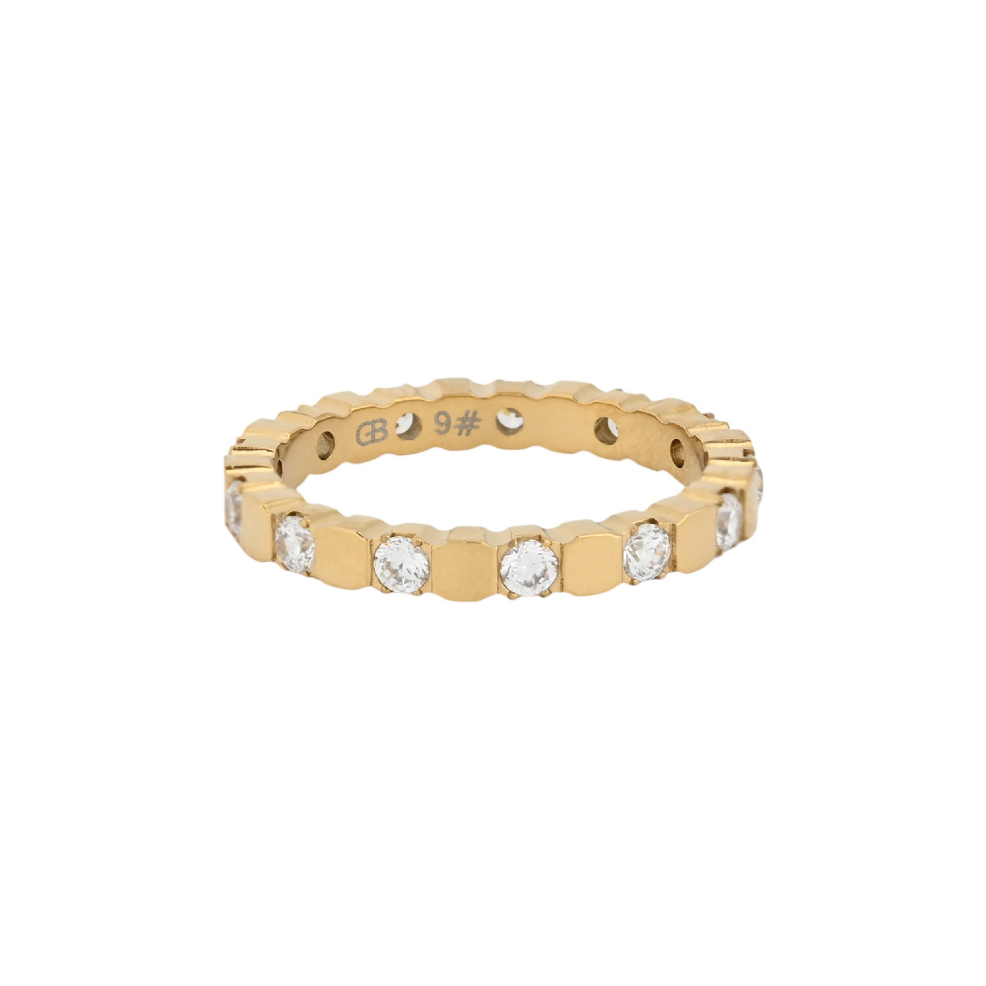 Bague acier avec zircones GB
