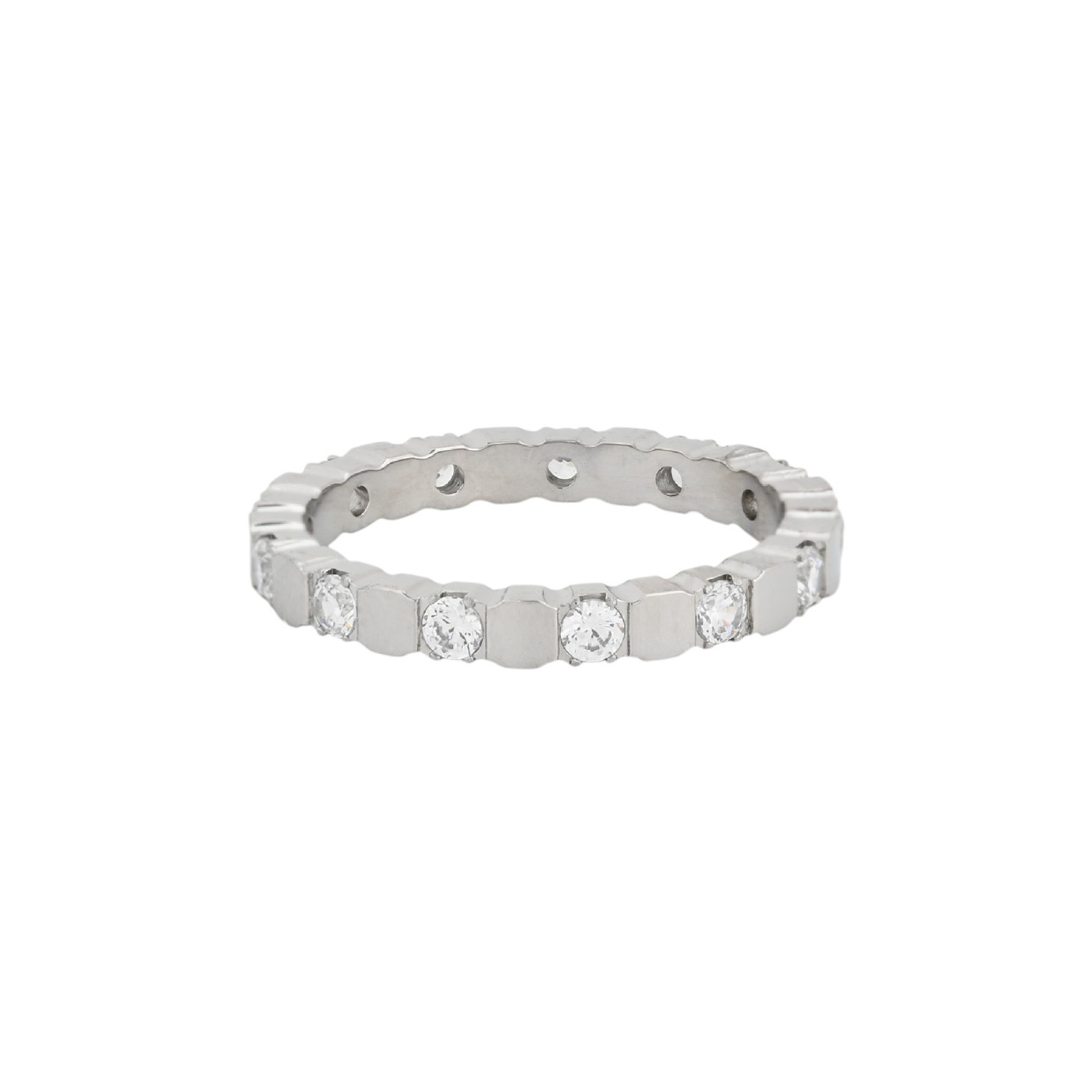 Bague acier avec zircones GB