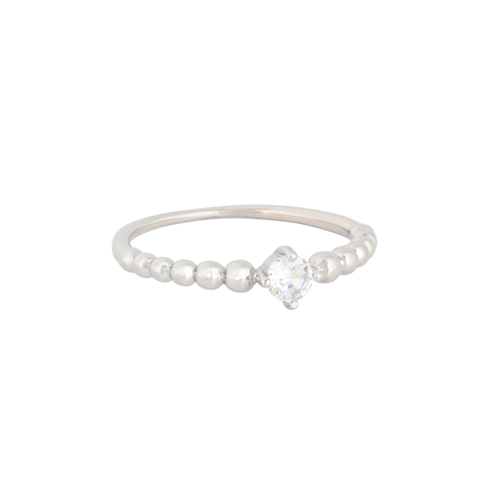 Luxury solitaire ring with small beads