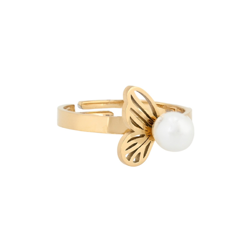 Anillo medio mariposa con perla GB