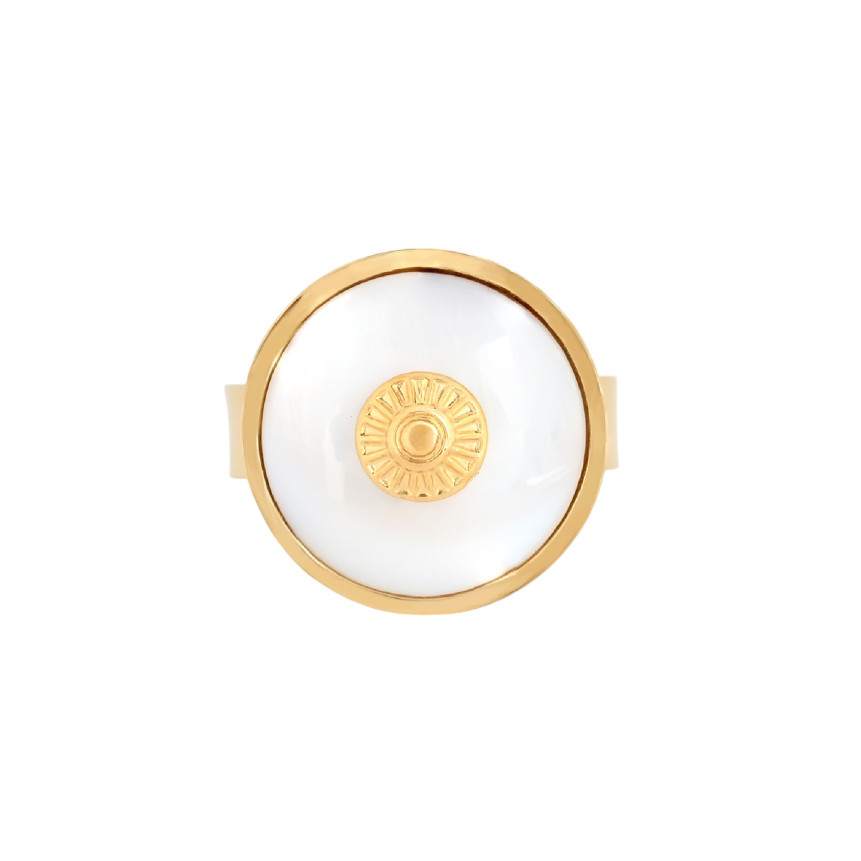 Bague ronde réglable en acier nacré GB
