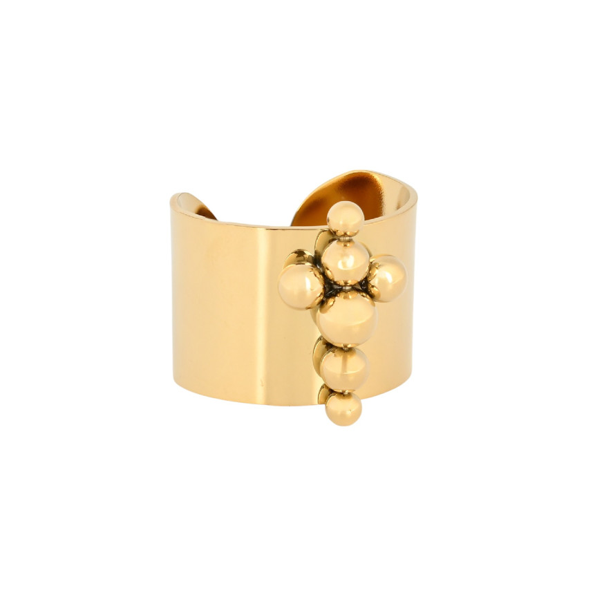 Bague réglable acier boules en croix GB