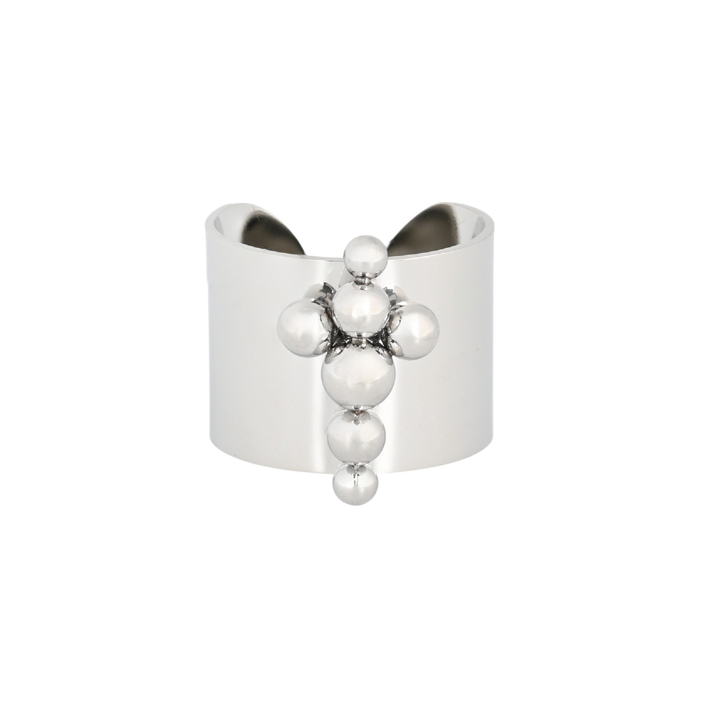 Bague réglable acier boules en croix GB