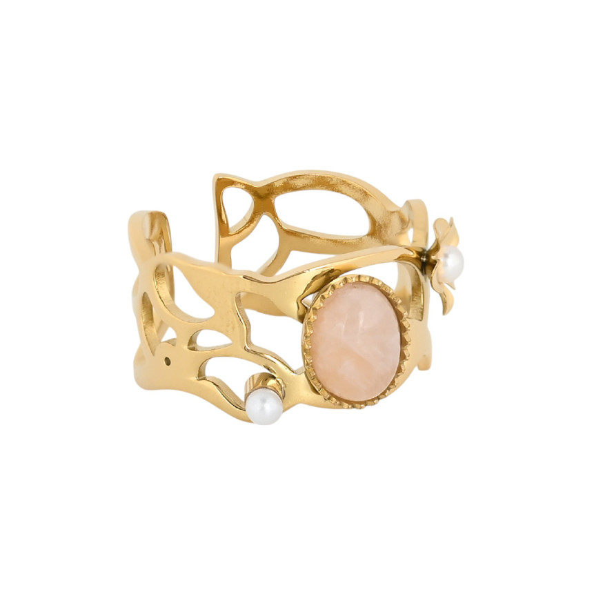 Bague réglable acier avec pierre GB