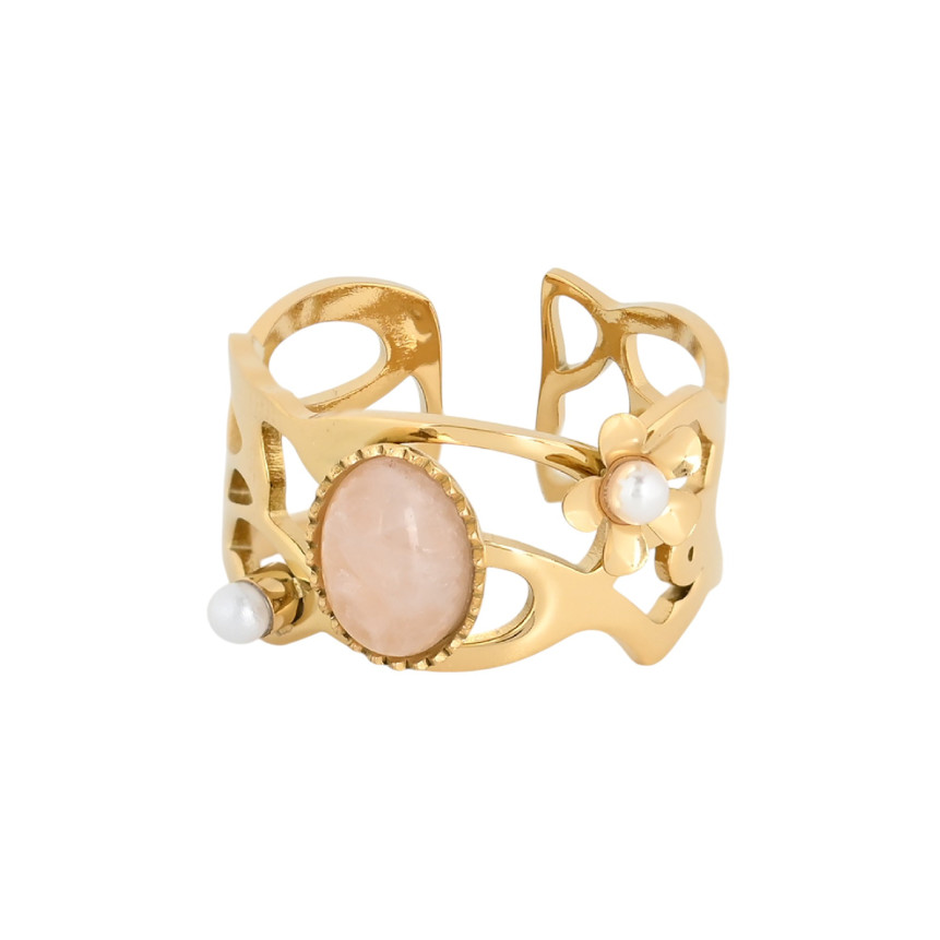 Bague réglable acier avec pierre GB