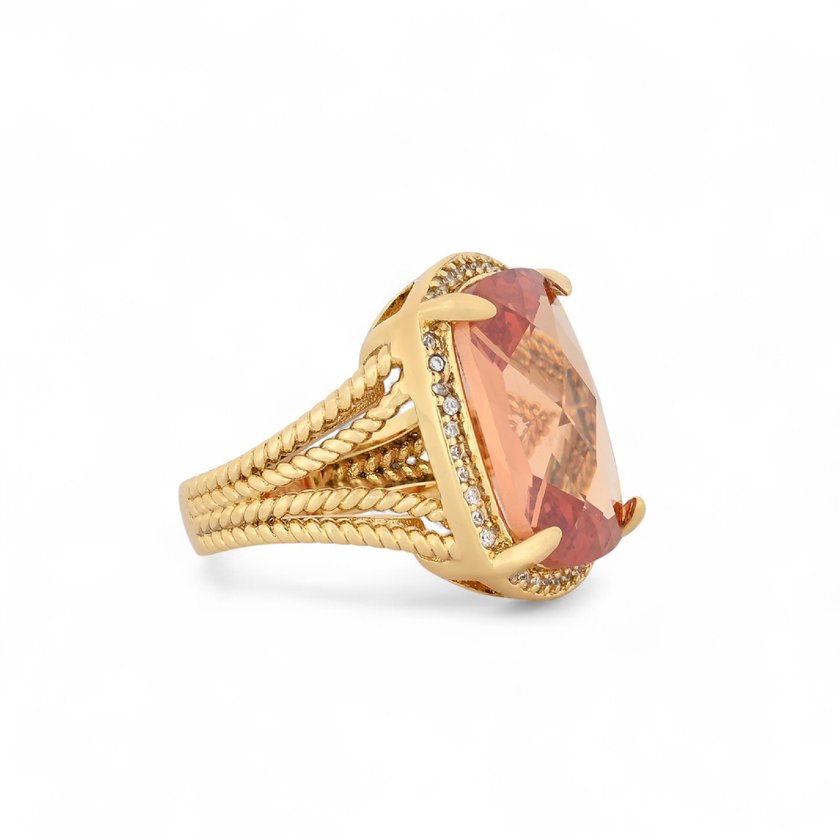 Anel semi jóia pedra retangular GB