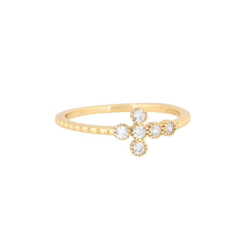 Anello Luxury  con croce e glitter
