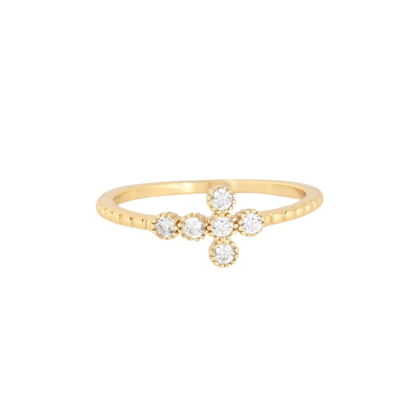 Anello Luxury  con croce e glitter