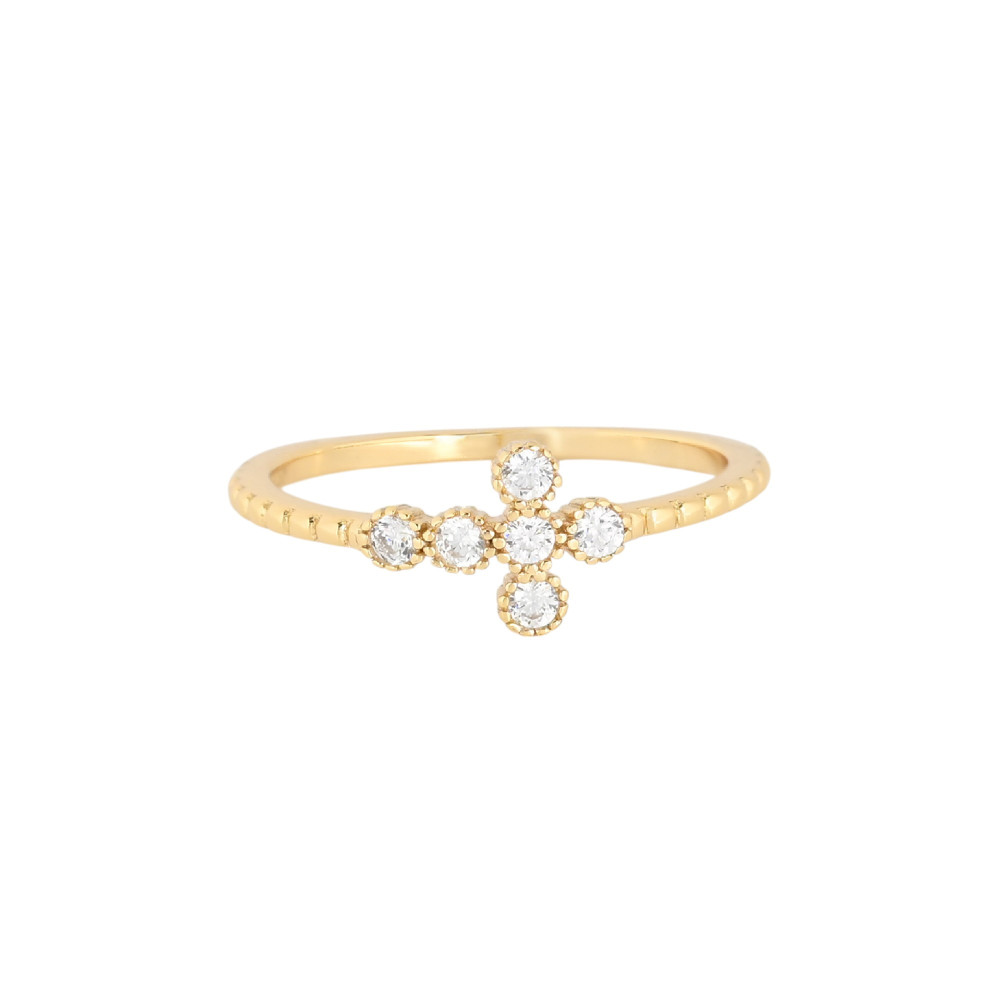 Luxury ring with cross and brilliants