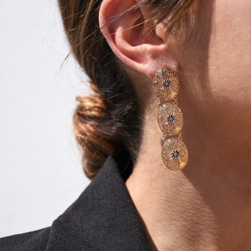 Boucles d\'oreilles Encantos Portugal traditionnelles et fleur