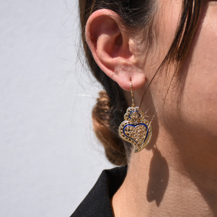 Pendientes semi joya coração de viana grande GB