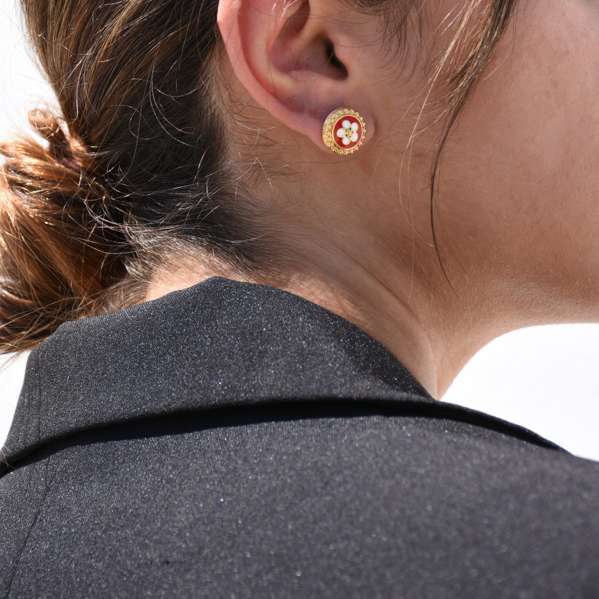 Pendientes flor tradicional baño de oro GB