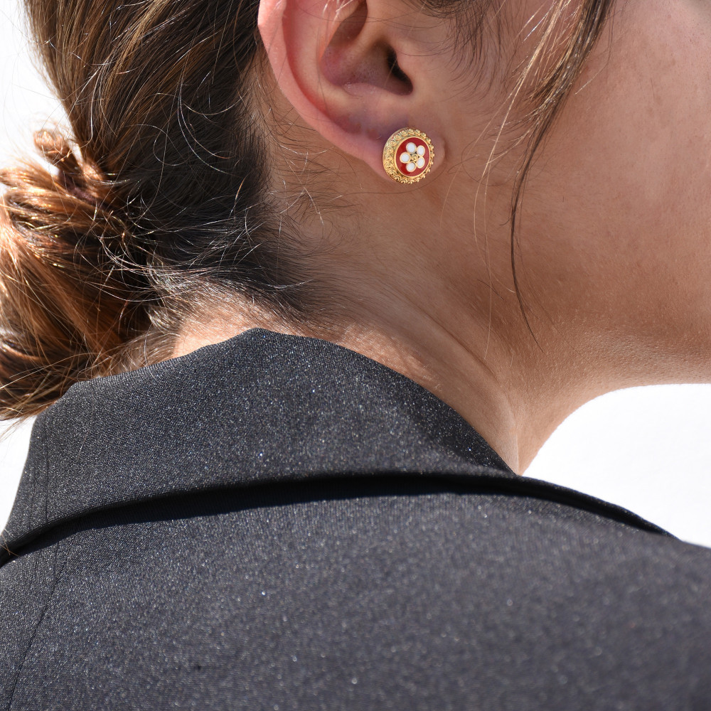 Pendientes flor tradicional baño de oro GB