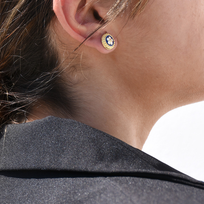 Pendientes flor tradicional baño de oro GB
