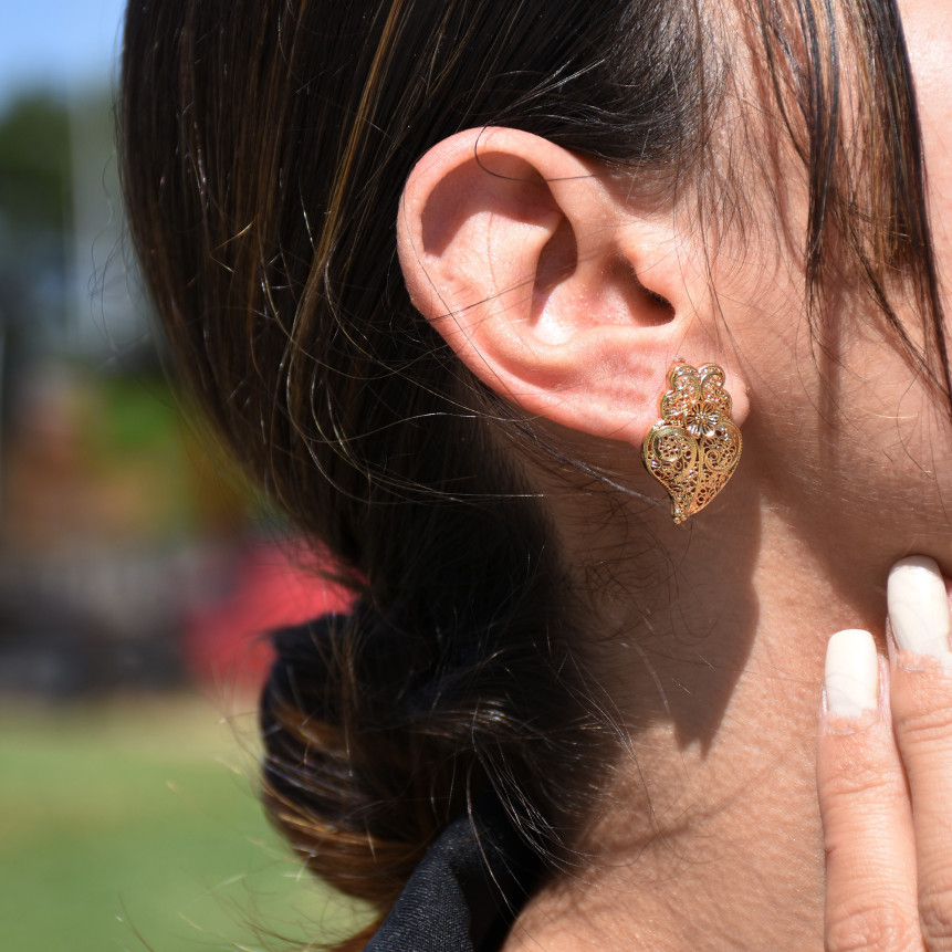Pendientes semi joya tradicional coração de viana GB