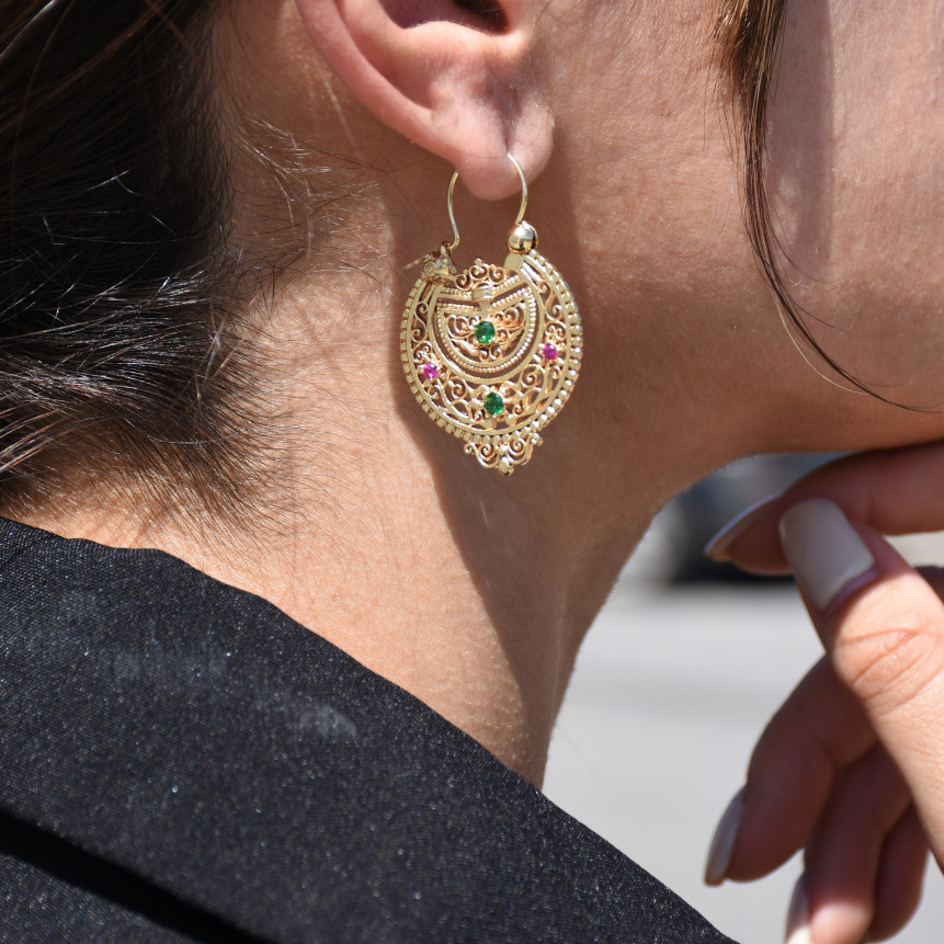 Semi precious earrings with colorful brilliants GB