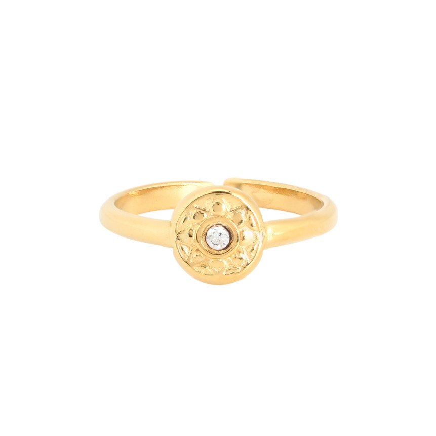 Steel adjustable ring round and brilliant GB