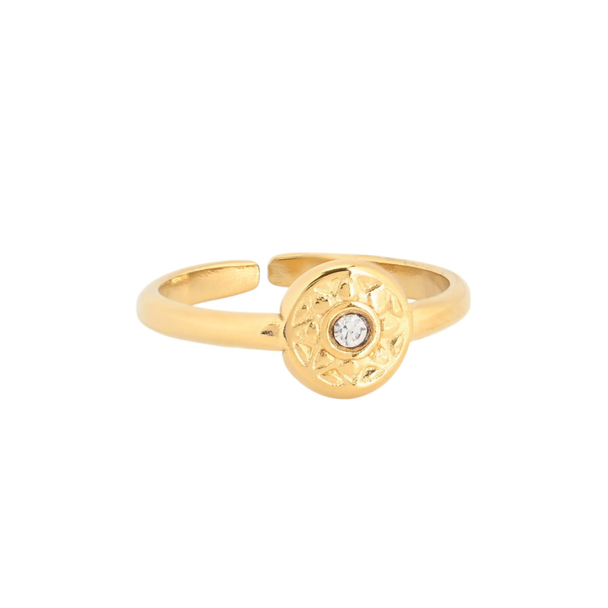 Steel adjustable ring round and brilliant GB