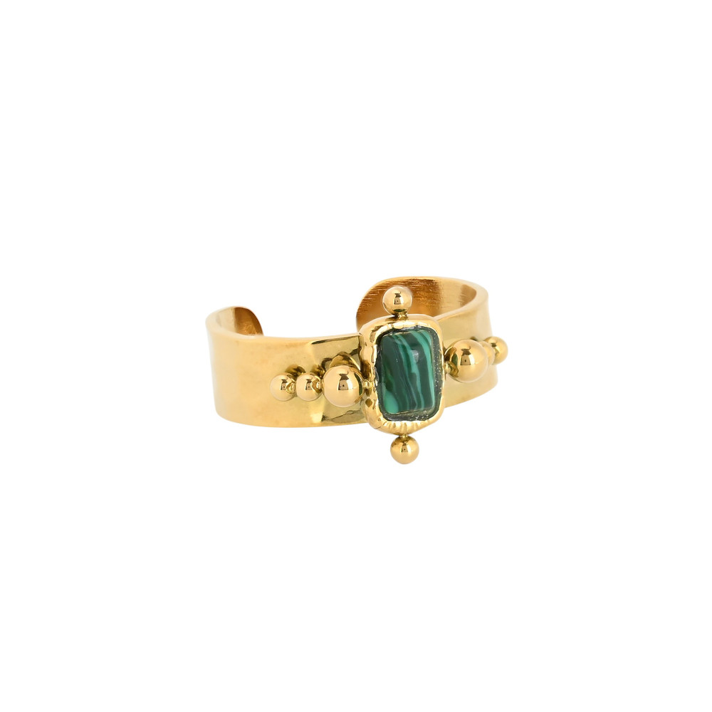 Anello regolabile acciaio rettangolare pietre GB