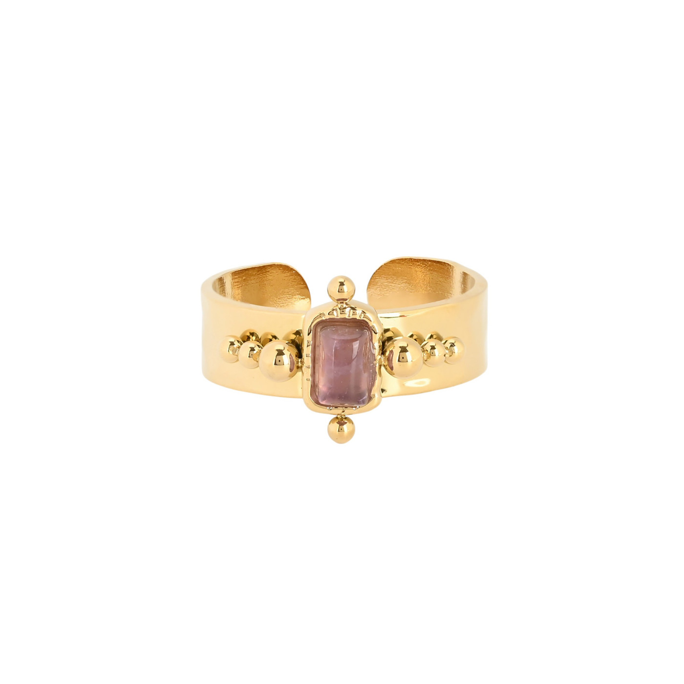 Anello regolabile acciaio rettangolare pietre GB