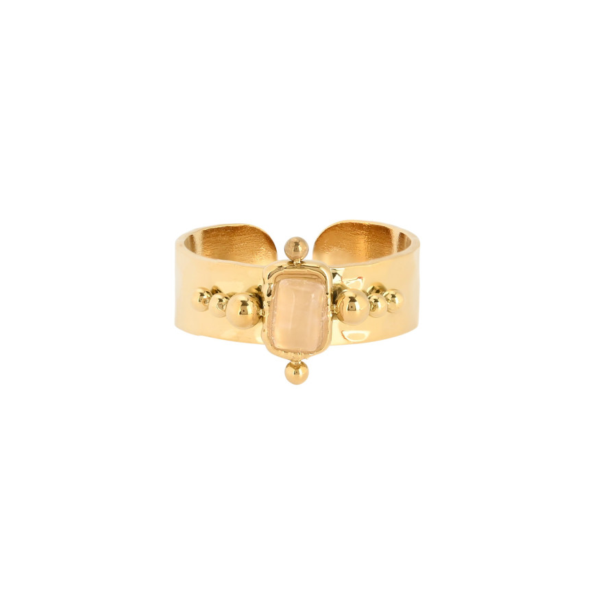 Anillo ajustable acero piedra rectangular GB