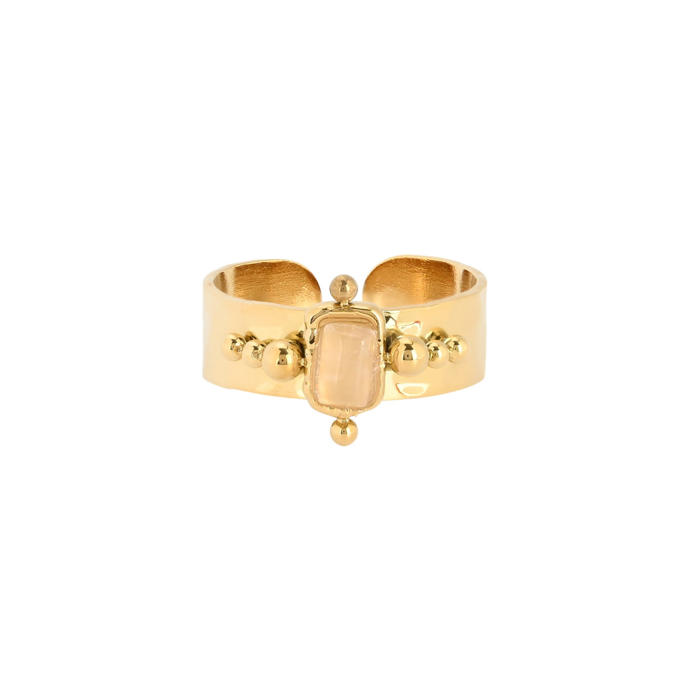 Anillo ajustable acero piedra rectangular GB