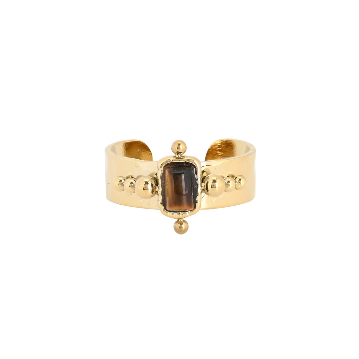 Anillo ajustable acero piedra rectangular GB