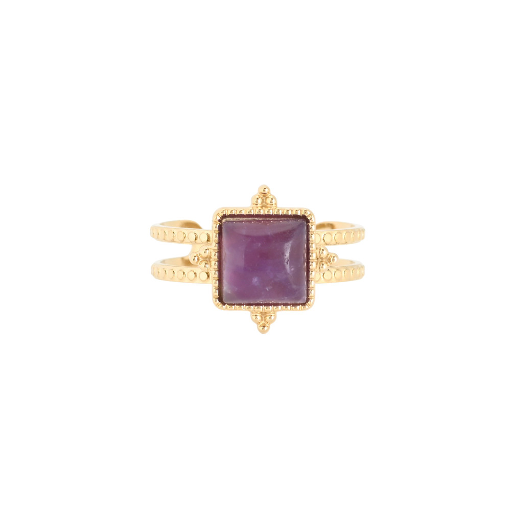 Anello regolabile acciaio irregolare pietra GB