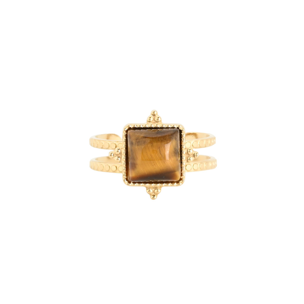 Anello regolabile acciaio irregolare pietra GB
