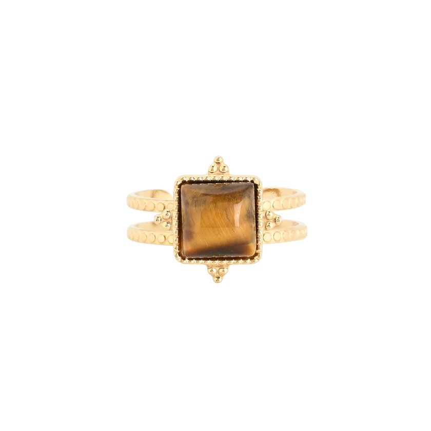 Steel adjustable ring irregulars stone GB