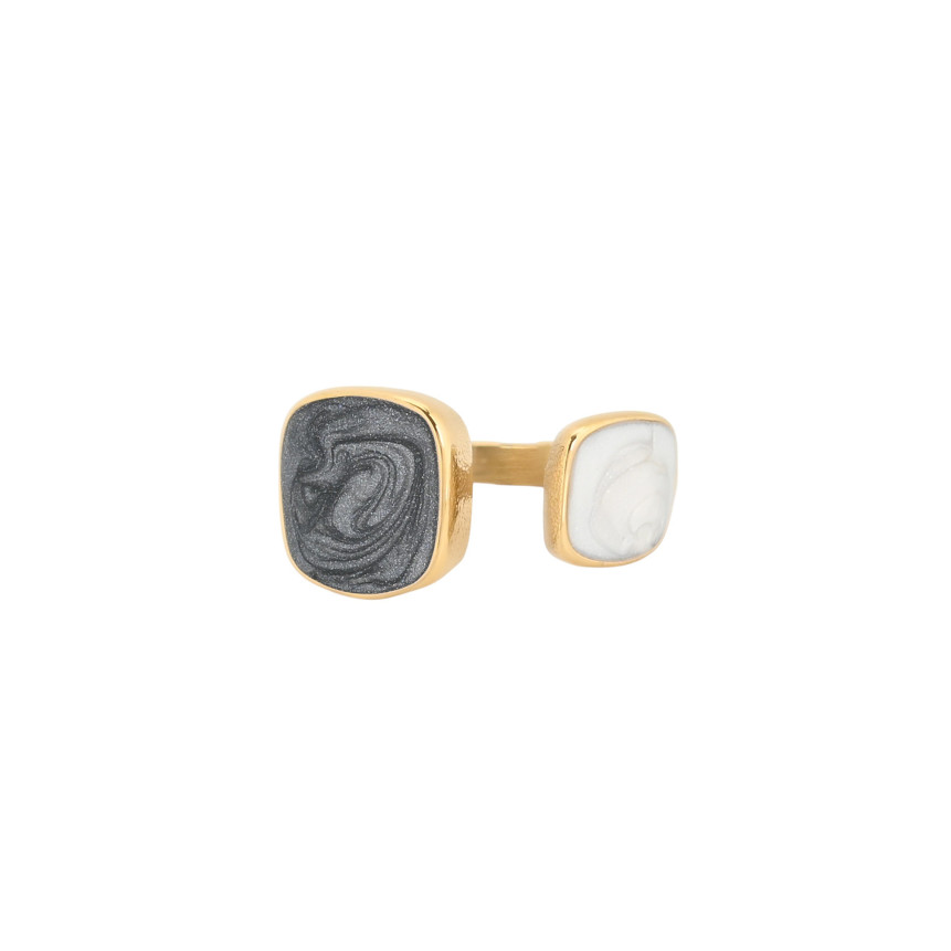 Anello geometrico piazza in acciaio aperto regolabile GB