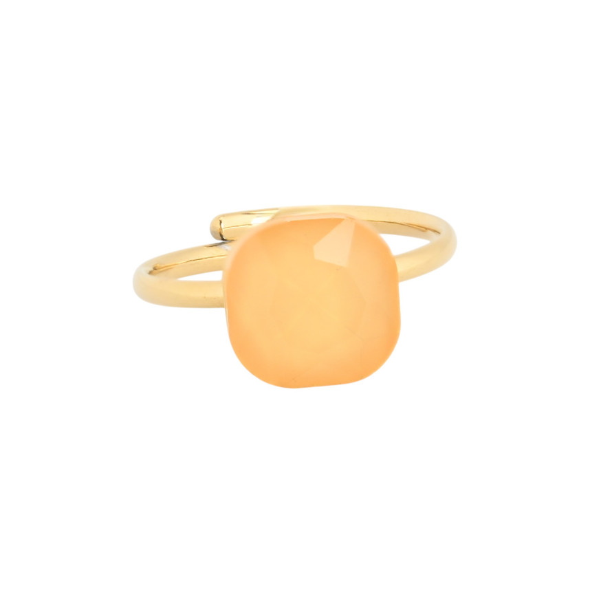 Adjustable ring steel with stone square GB